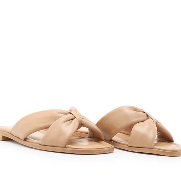 NIB Schutz Fairy Puffer Honey Beige Leather Nude Flat Sandals Slide 9 SOLD OUT! - Picture 6 of 12